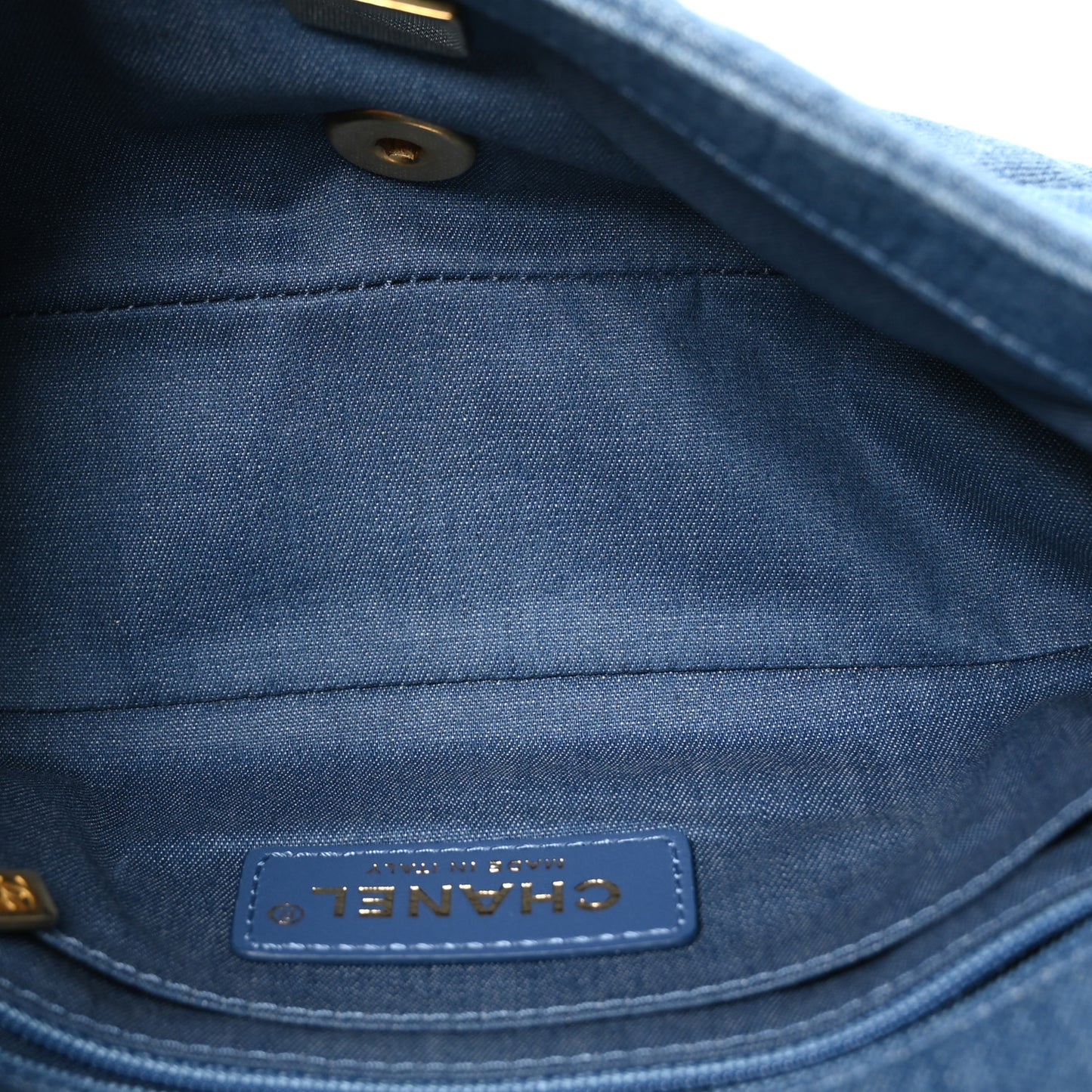 Denim Quilted Mini Pearl Crush Rectangular Flap Blue