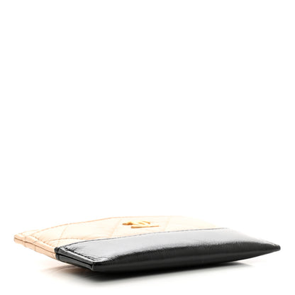 Chanel Aged Calfskin Quilted Gabrielle Card Holder Wallet Beige Black 4 of 11