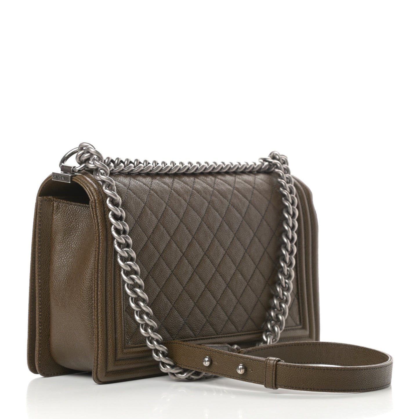 Caviar Quilted New Medium Boy Flap Khaki