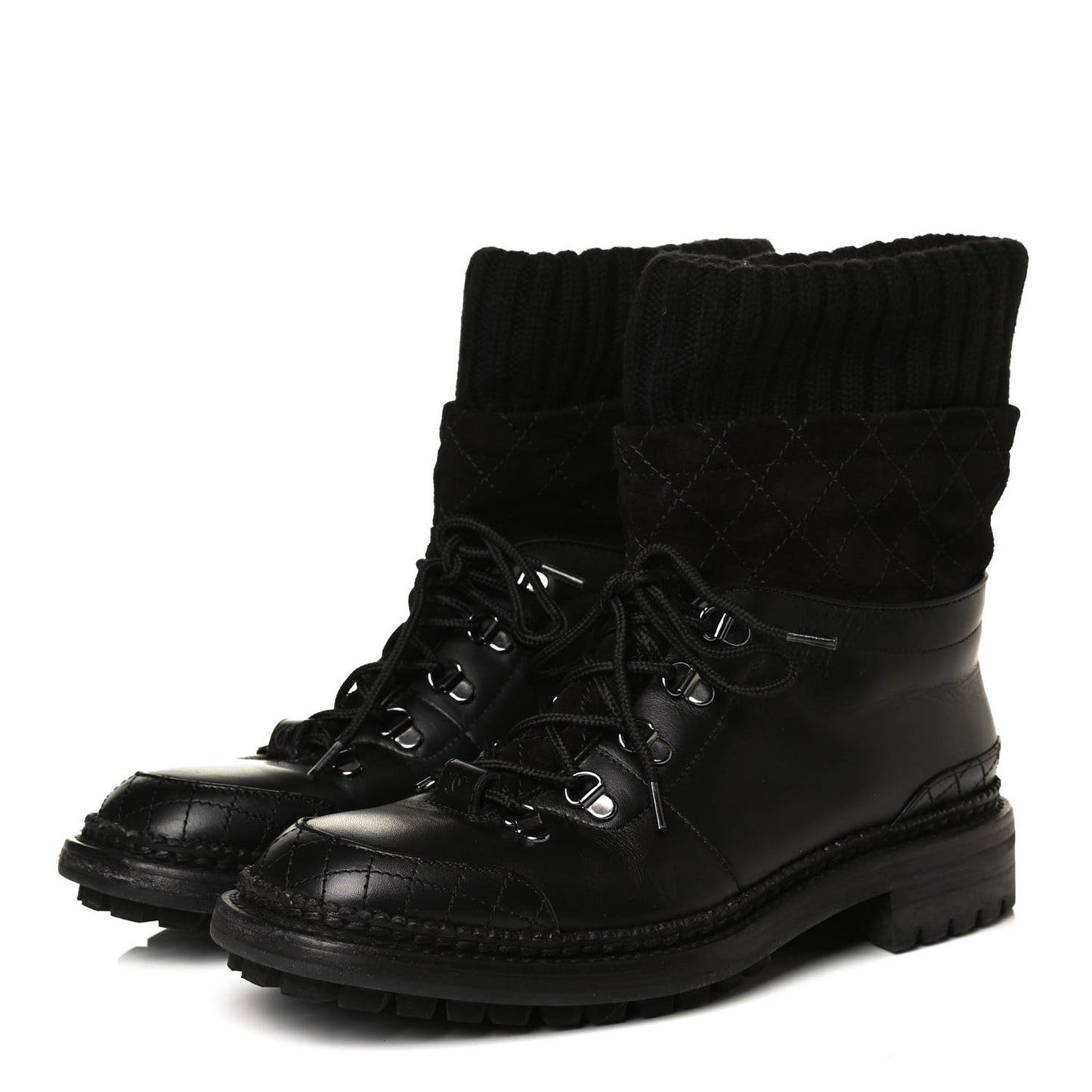 Calfskin Kid Suede Lace Up Short Boots 41 Black