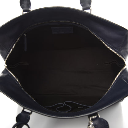 Alexander McQueen Pebbled Calfskin Large Skull Padlock Zip Around Tote Navy 5 of 10