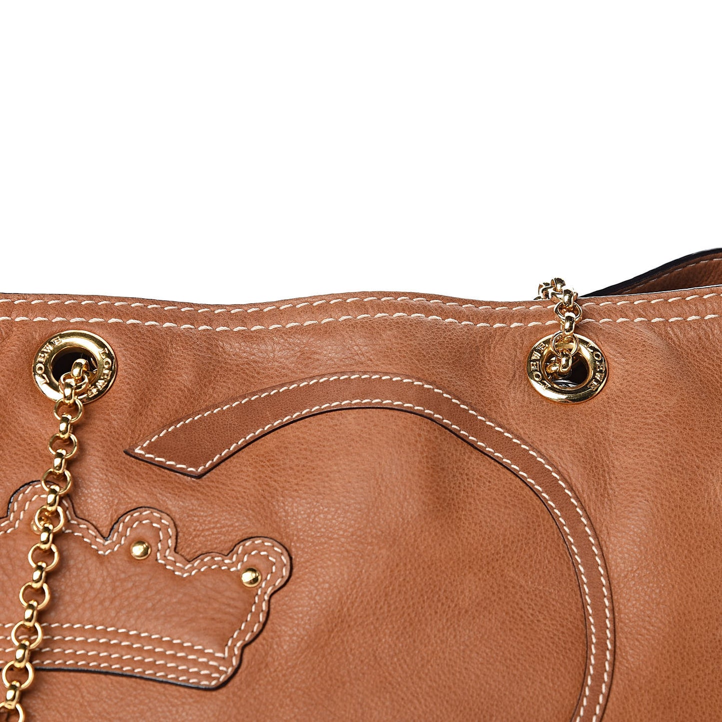 Nappa Chain Logo Shopper Tote Tan