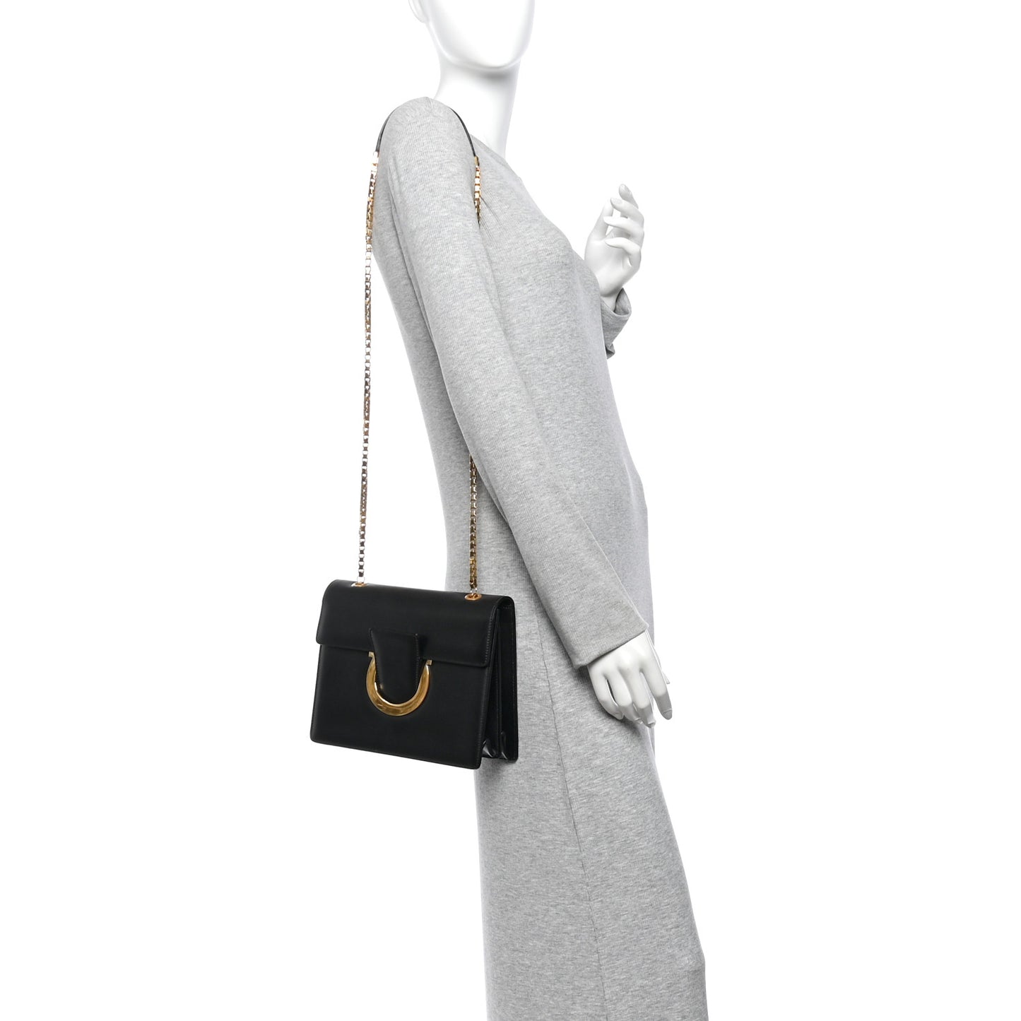 Calfskin Thalia Flap Shoulder Bag Black