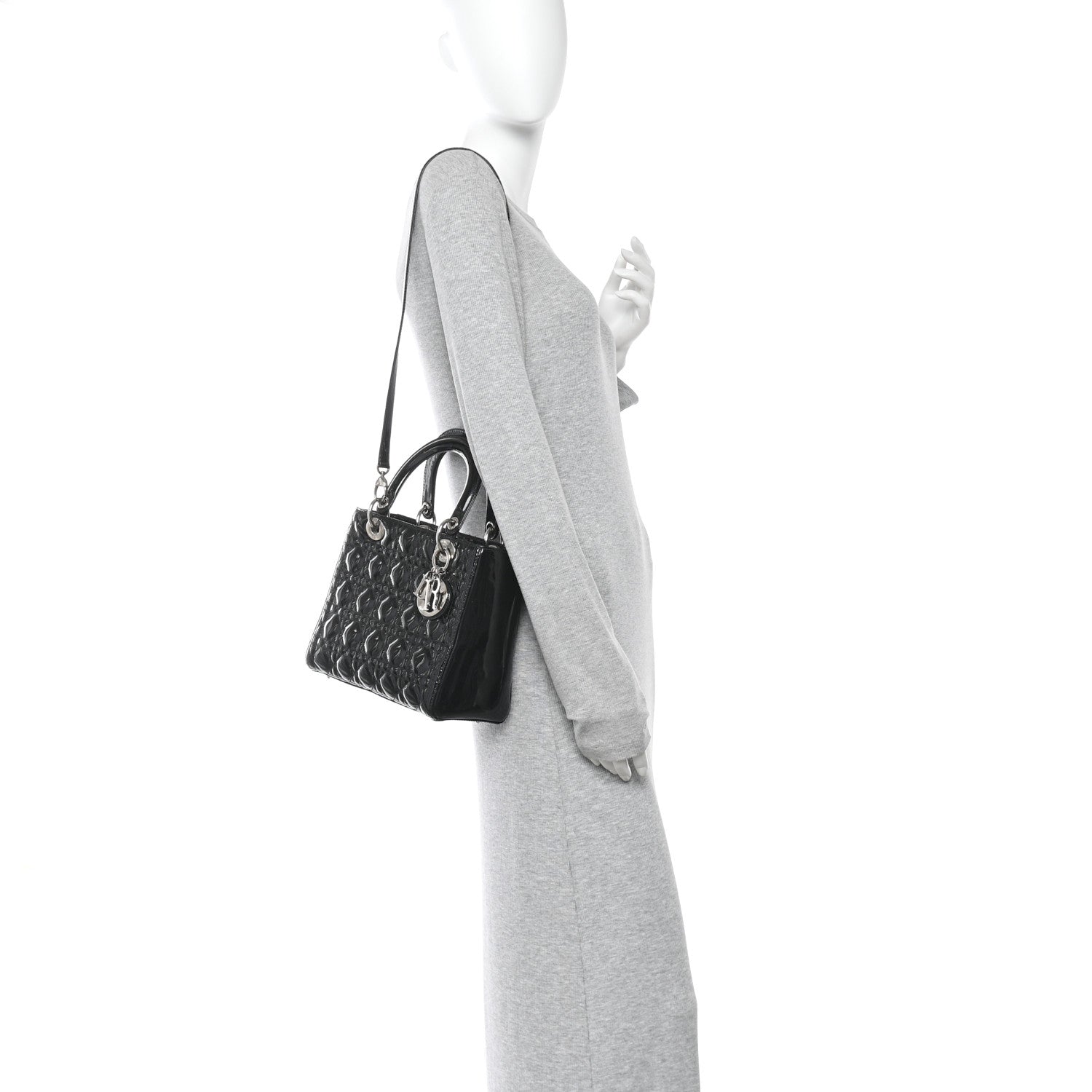 Christian Dior Patent Cannage Medium Lady Dior Black 2 of 11