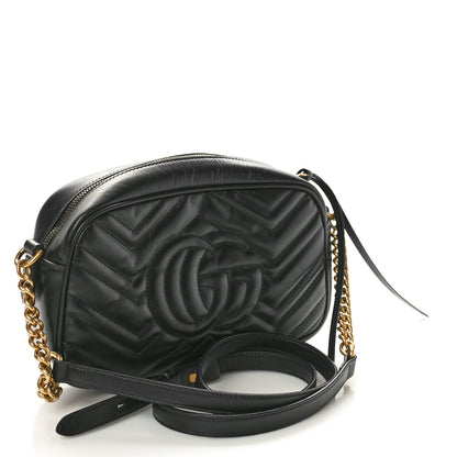 Gucci Calfskin Matelasse Small GG Marmont Chain Shoulder Bag Black 3 of 10