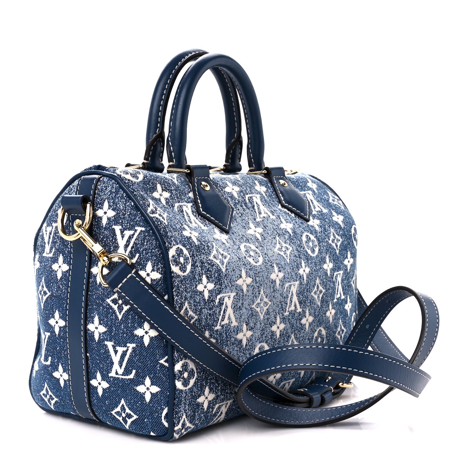 Louis Vuitton Monogram Jacquard Denim Speedy Bandouliere 25 Bleu 3 of 12