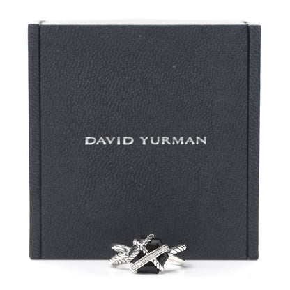 David Yurman Sterling Silver Diamond Black Onyx 10mm Cable Wrap Ring 57 8 6 of 6