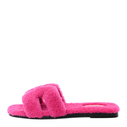 Hermes Woolskin Oran Sandals 39 Rose Fuchsia 1 of 4