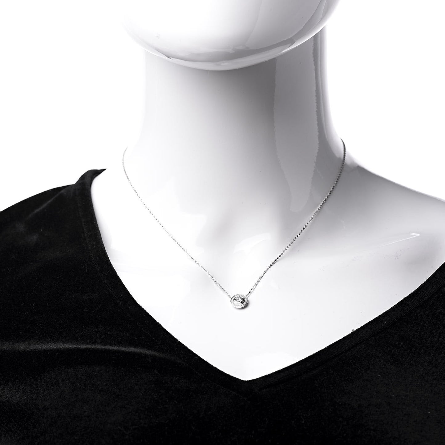 18K White Gold Diamond D'Amour Pave Pendant Necklace