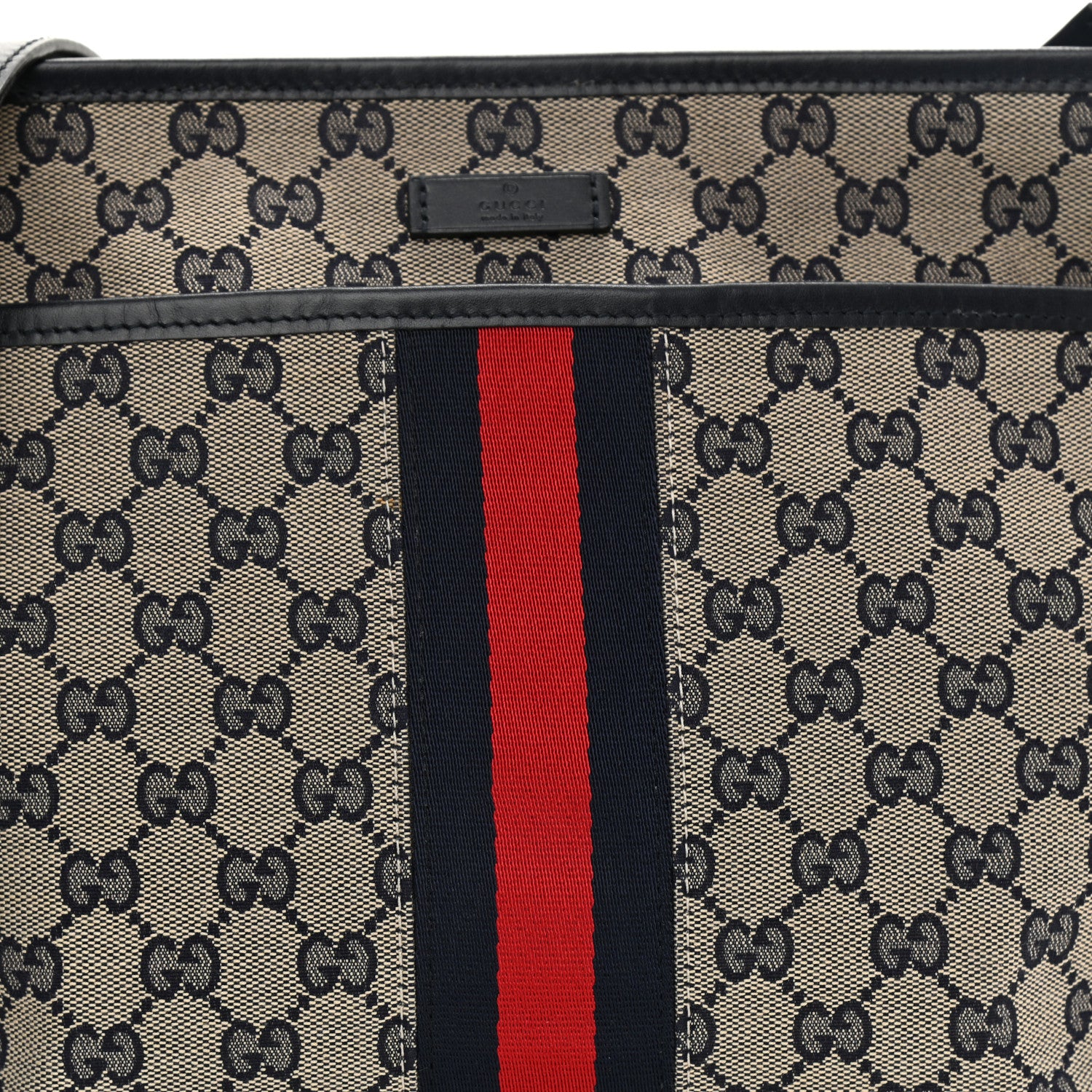 Gucci GG Supreme Monogram Web Flat Messenger Bag Navy 8 of 9