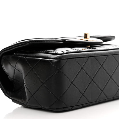 Chanel Lambskin Patent Calfskin Quilted Flap Phone Holder With Chain Black 9 of 10