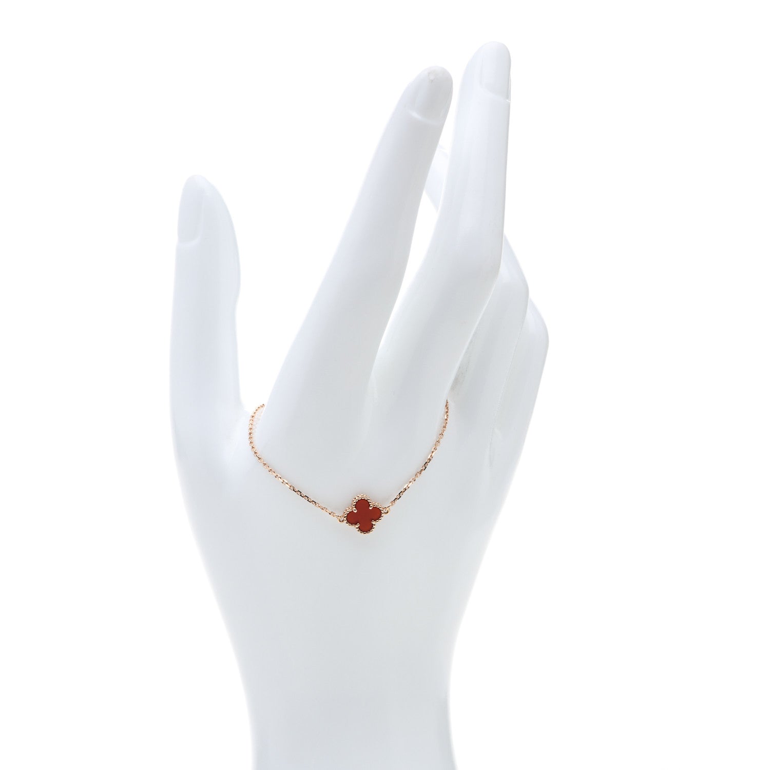 Van Cleef & Arpels 18K Rose Gold Carnelian Sweet Alhambra Bracelet 2 of 6