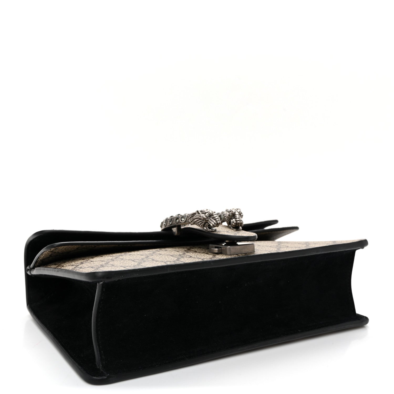 Gucci GG Supreme Monogram Suede Crystal Small Dionysus Shoulder Bag Beige Ebony Black 4 of 9