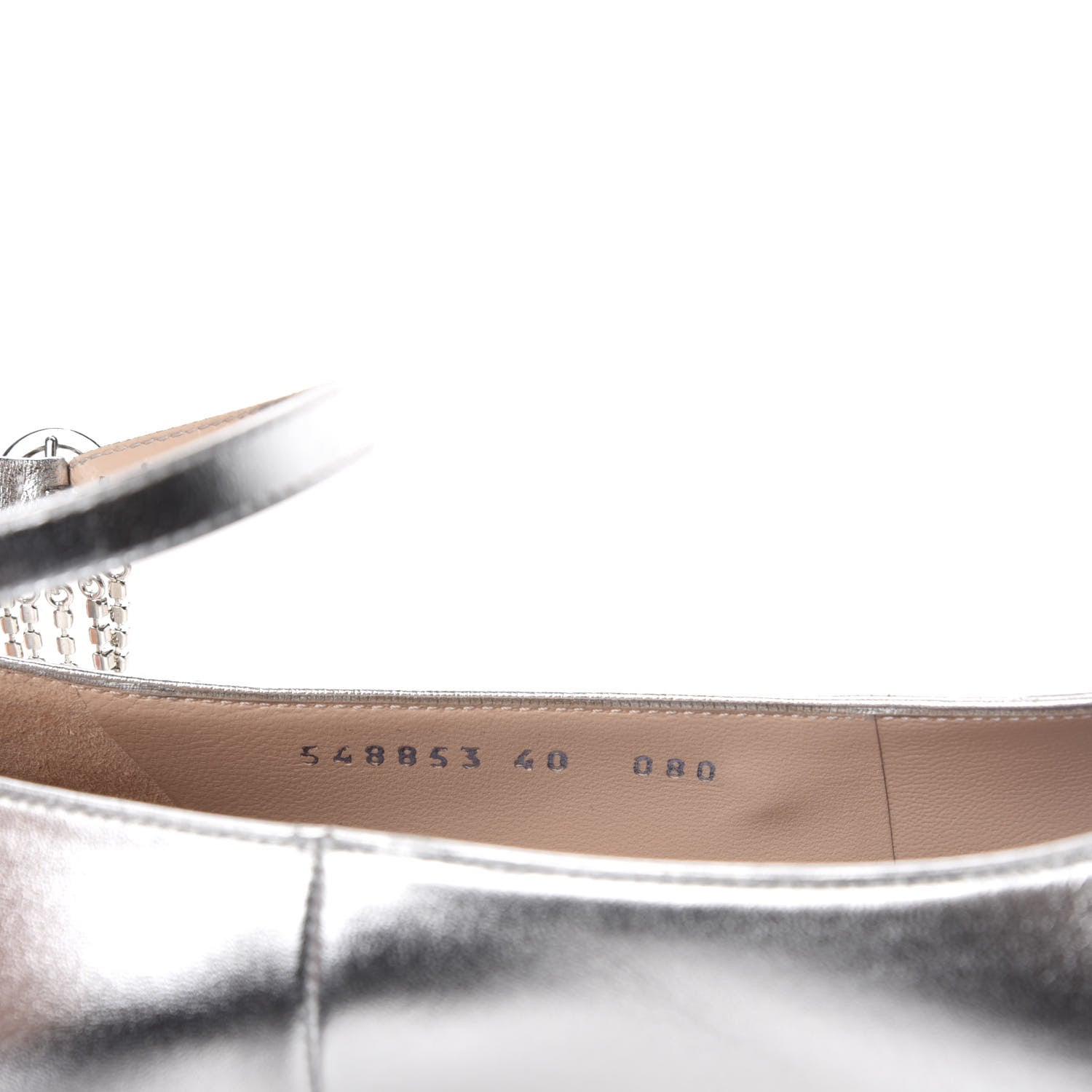 Gucci Metallic Nappa Crystal Square G Mid Heel Pumps 40 Silver 9 of 10