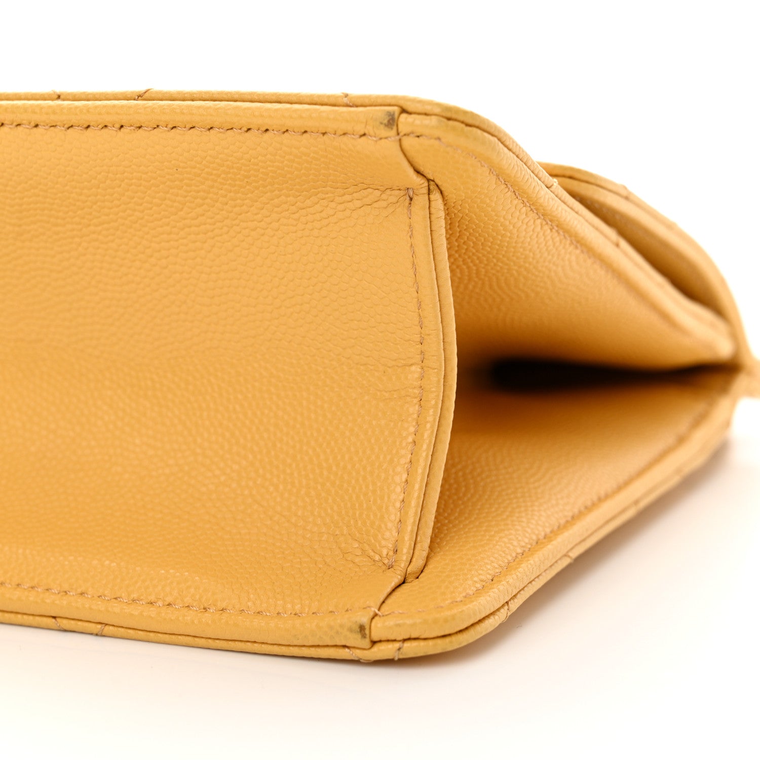 Chanel Caviar Quilted Chain Frame Flap Yellow 10 of 12