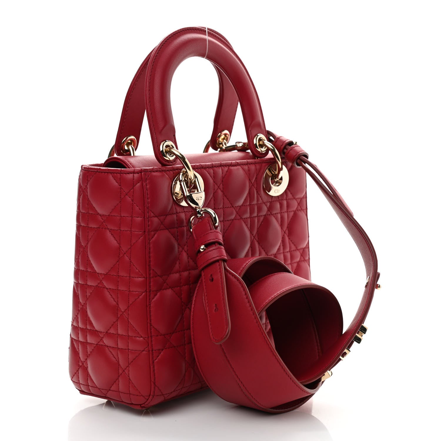 Christian Dior Lambskin Cannage Small My ABCDior Lady Dior Red 3 of 9