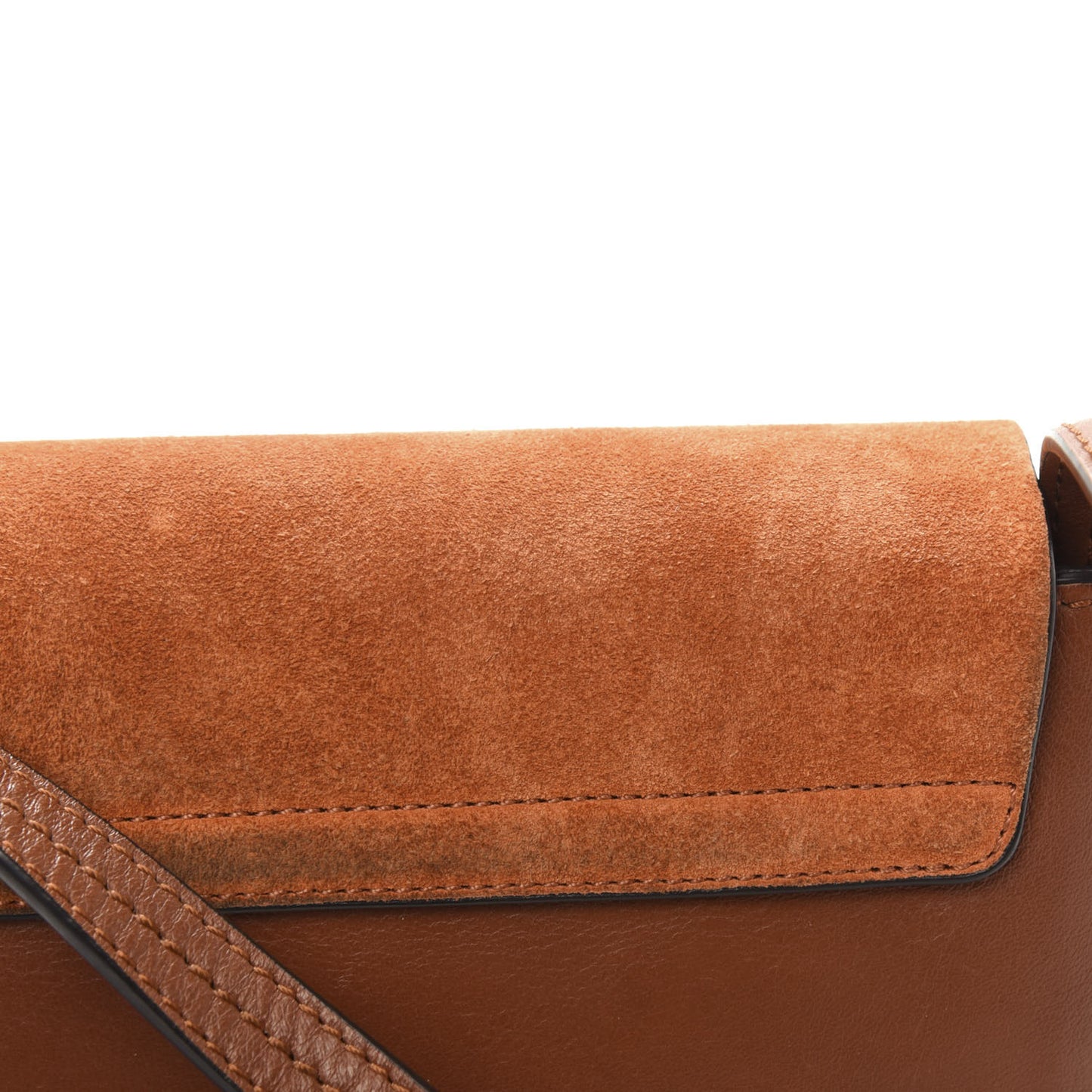 Suede Calfskin Small Faye Shoulder Bag Tobacco