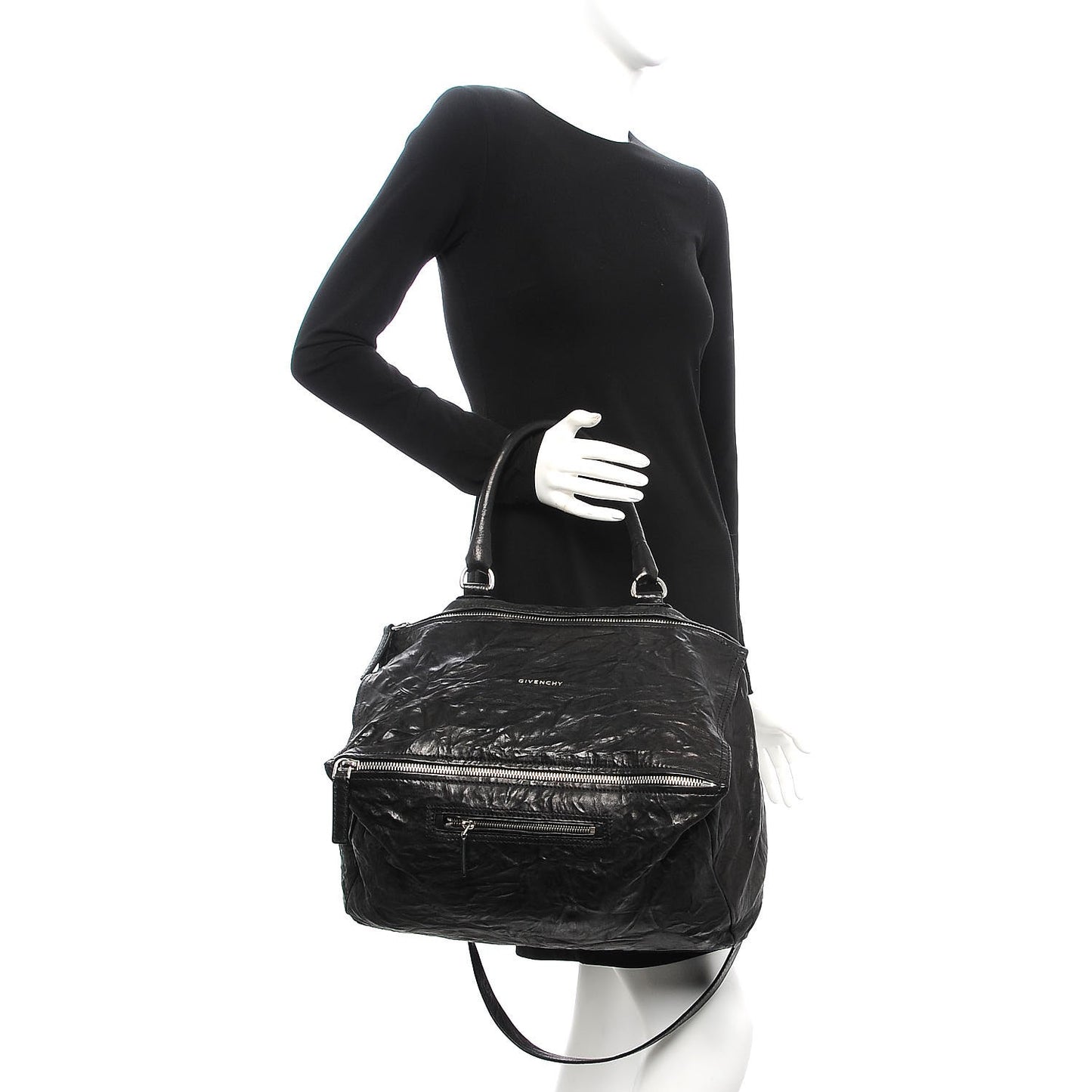 Tumbled Sheepskin Large Pandora Bag Black