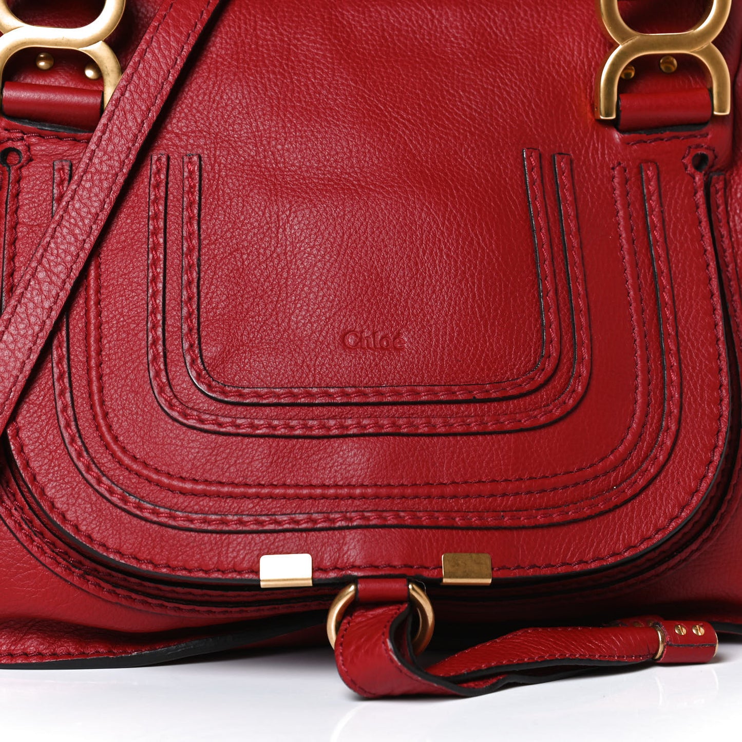 Calfskin Small Marcie Satchel Dahlia Red