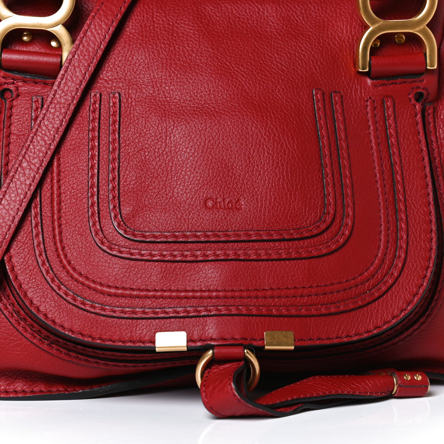 Chloe Calfskin Small Marcie Satchel Dahlia Red 9 of 12