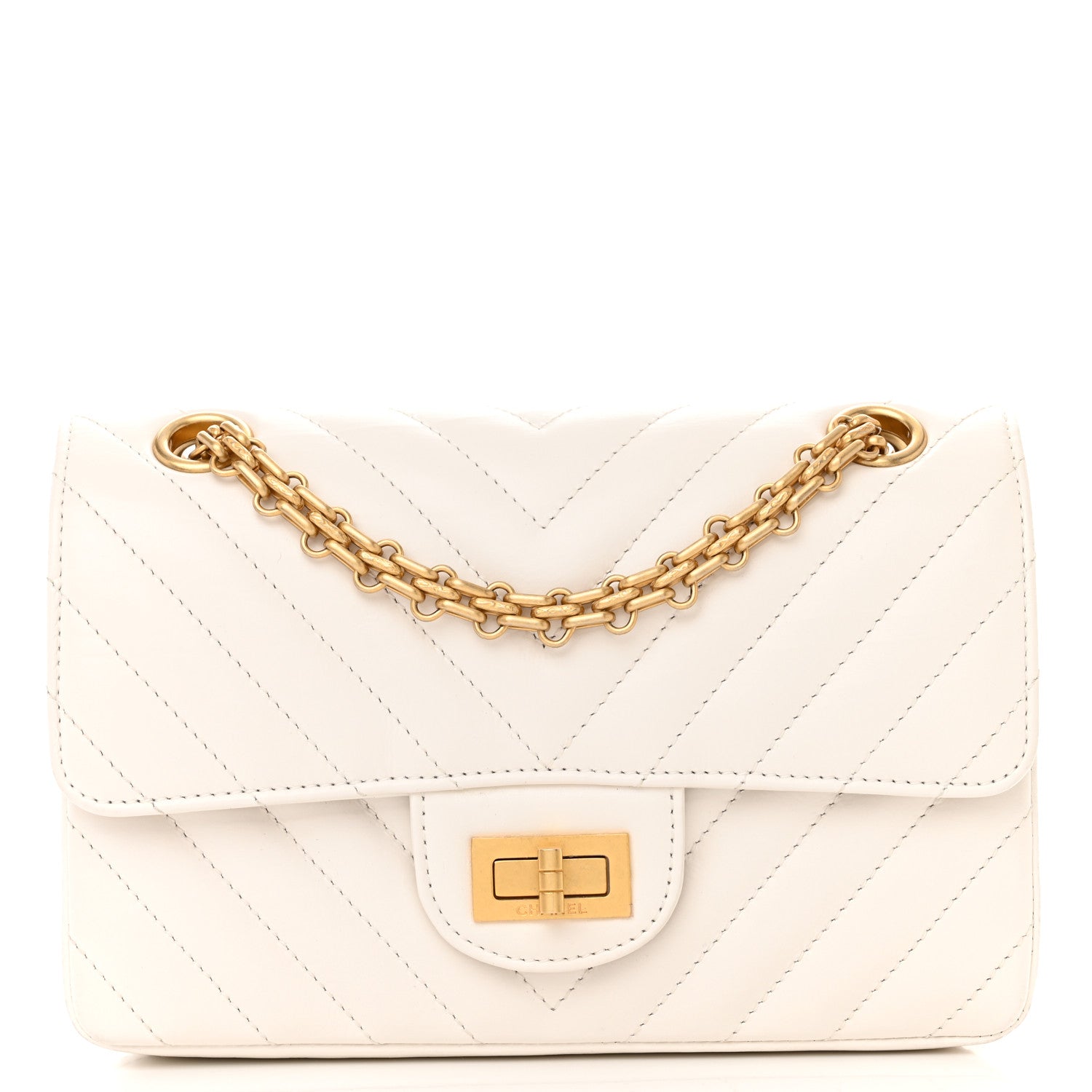 Chanel Aged Calfskin Chevron Quilted 2.55 Reissue Mini Flap White 8 of 15