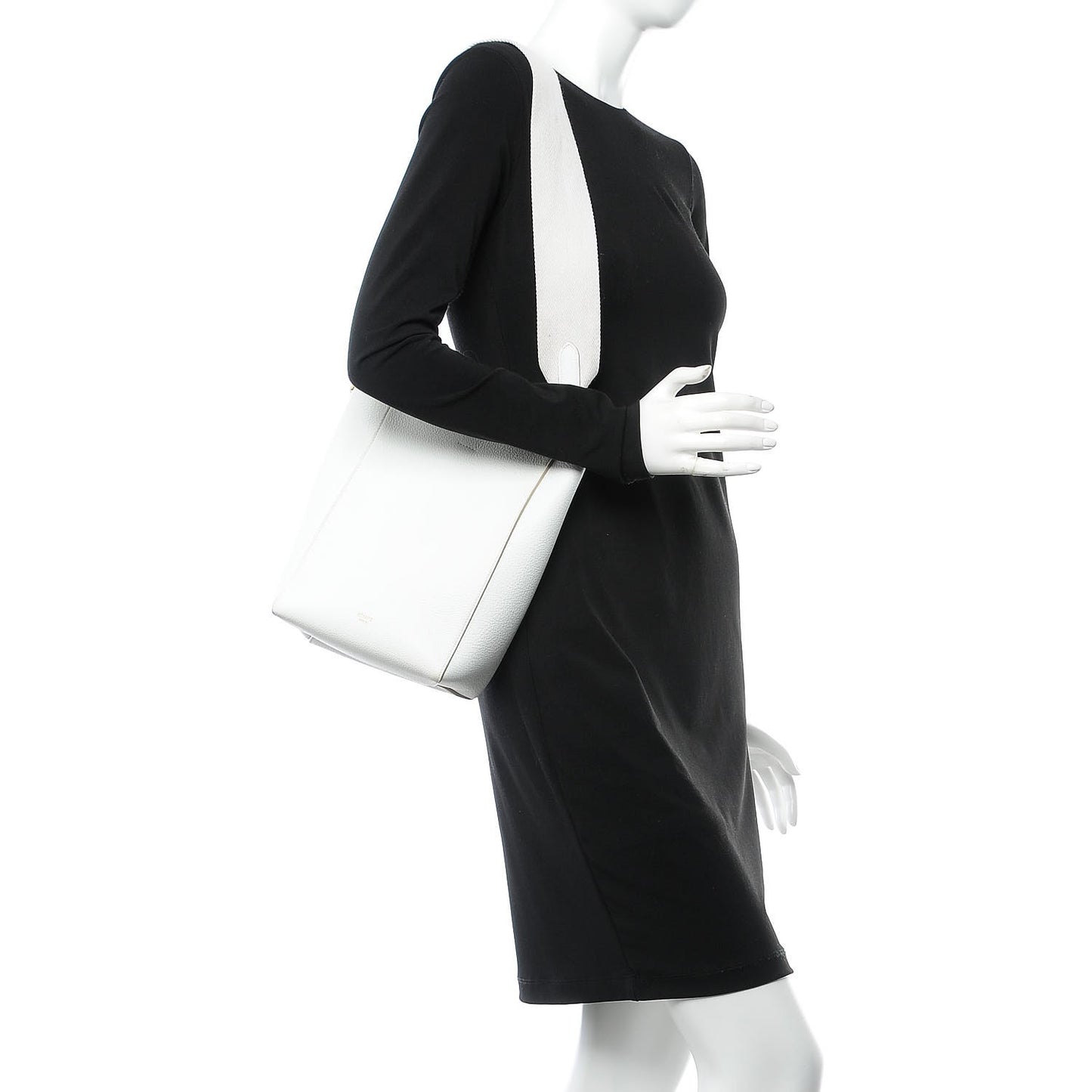 Soft Grained Calfskin Small Sangle Bucket Bag White