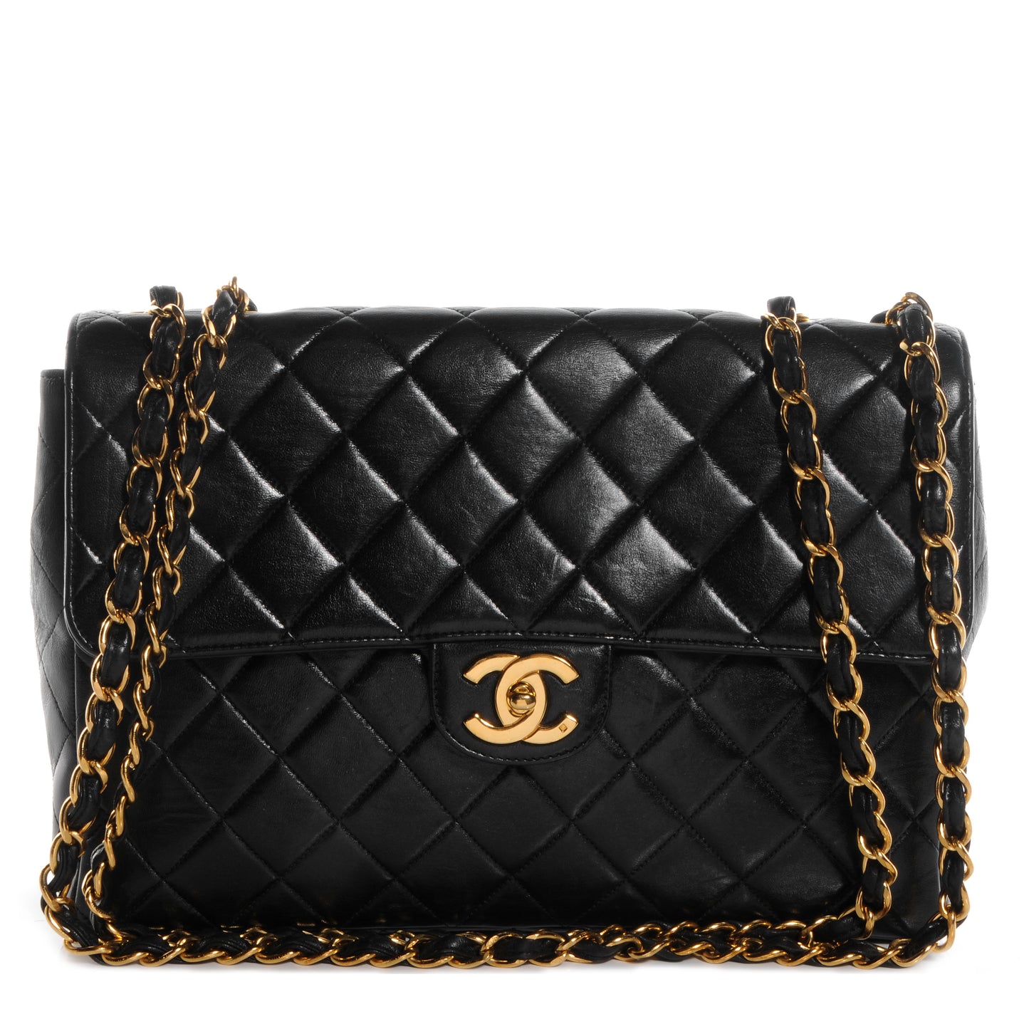 Lambskin Jumbo Single Flap Black