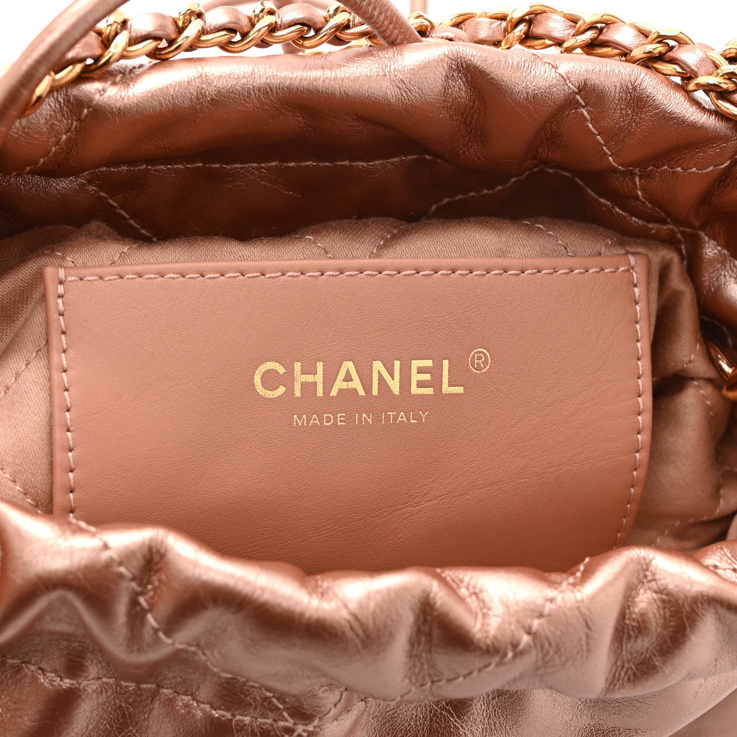 Chanel Metallic Calfskin Quilted Mini Chanel 22 Copper 6 of 11