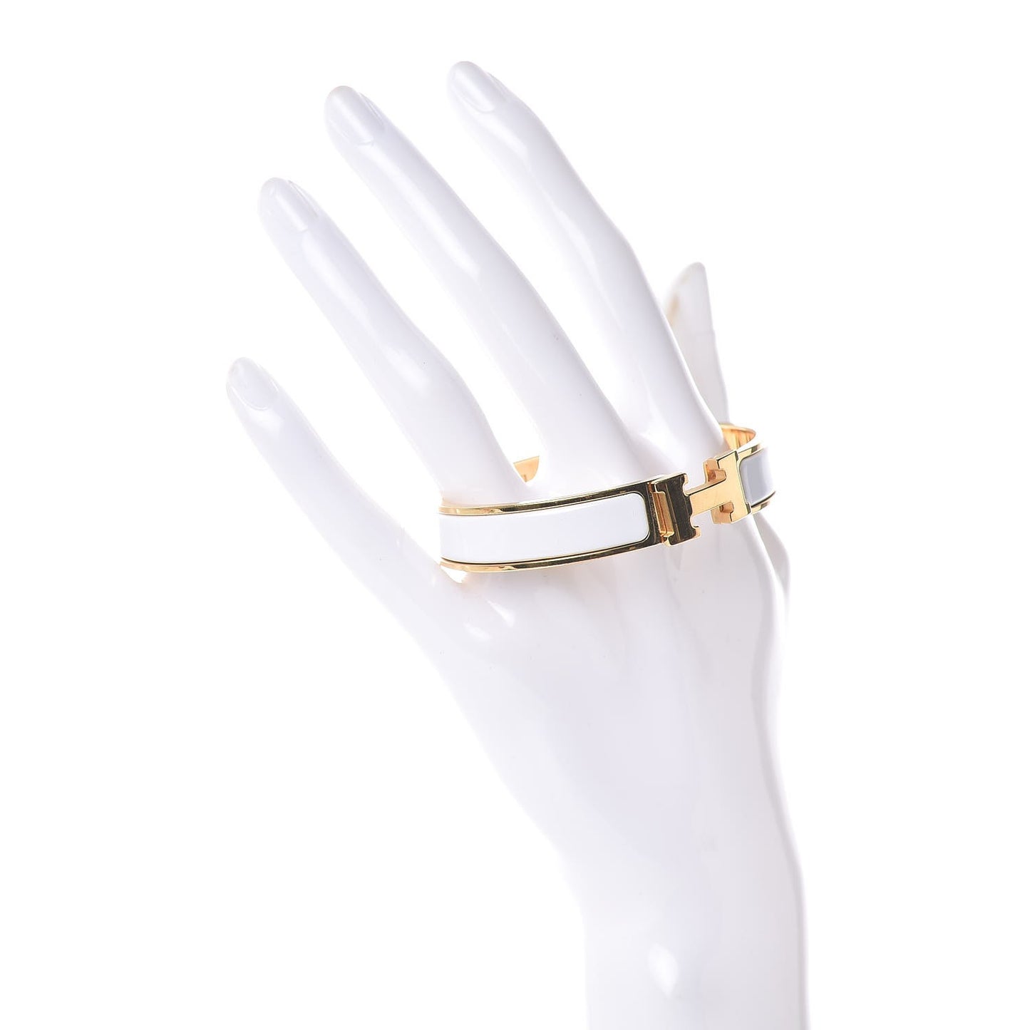 Enamel Narrow Clic Clac H Bracelet GM White