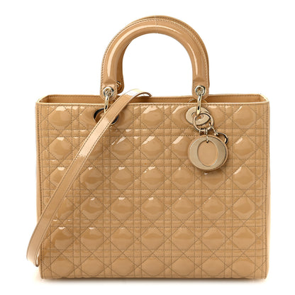 Christian Dior Patent Cannage Large Lady Dior Dark Beige 1 of 10