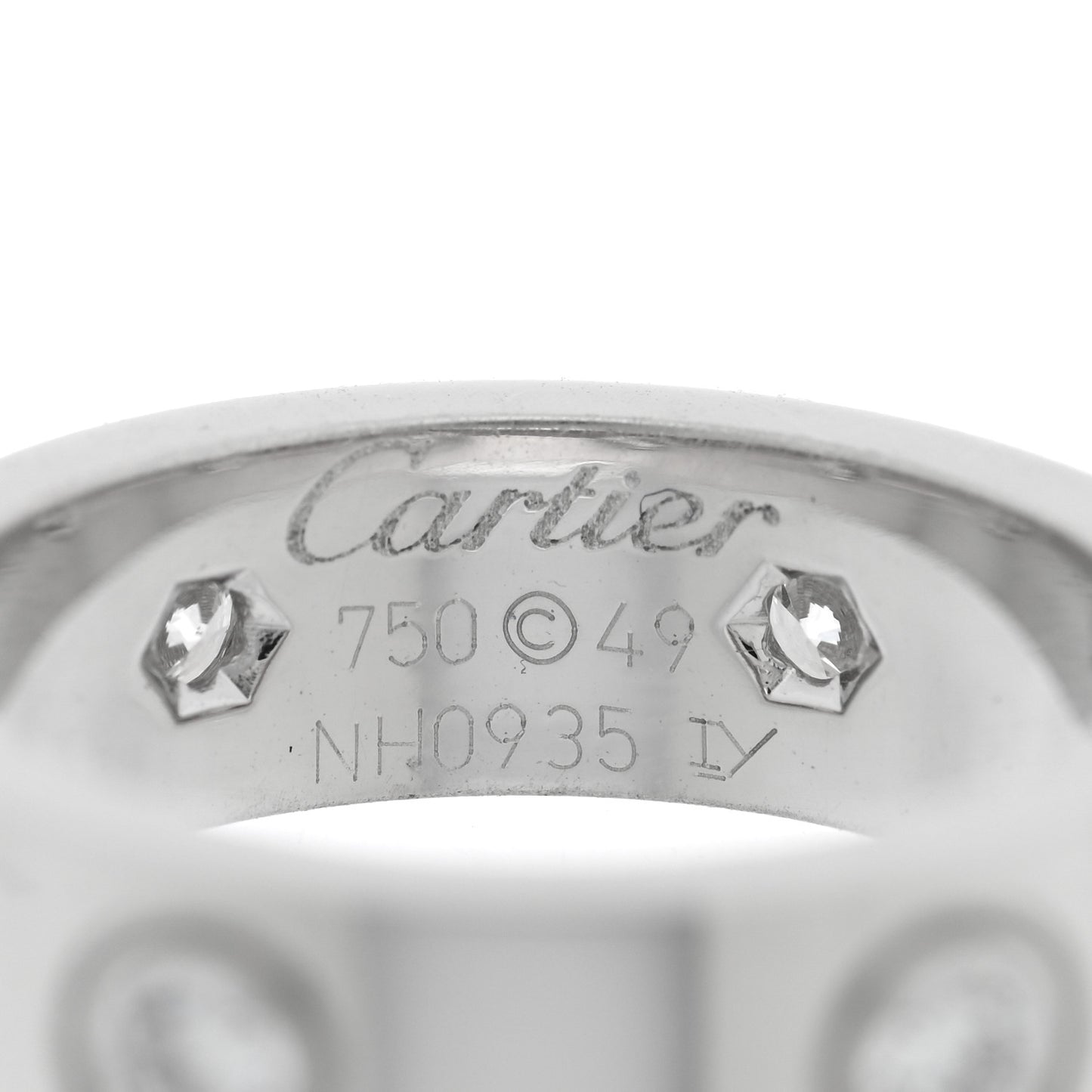 18K White Gold 6 Diamond 5.5mm LOVE Ring 49 5