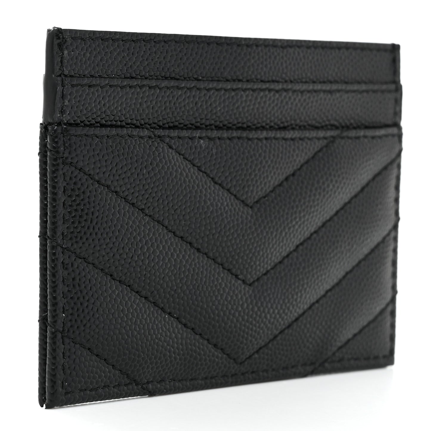 Grain De Poudre Matelasse Chevron Monogram Credit Card Case Black