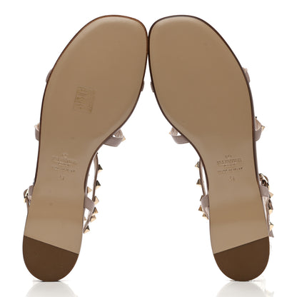 Valentino Garavani Calfskin Rockstud Gladiator Flat Sandals 41 Poudre 5 of 7