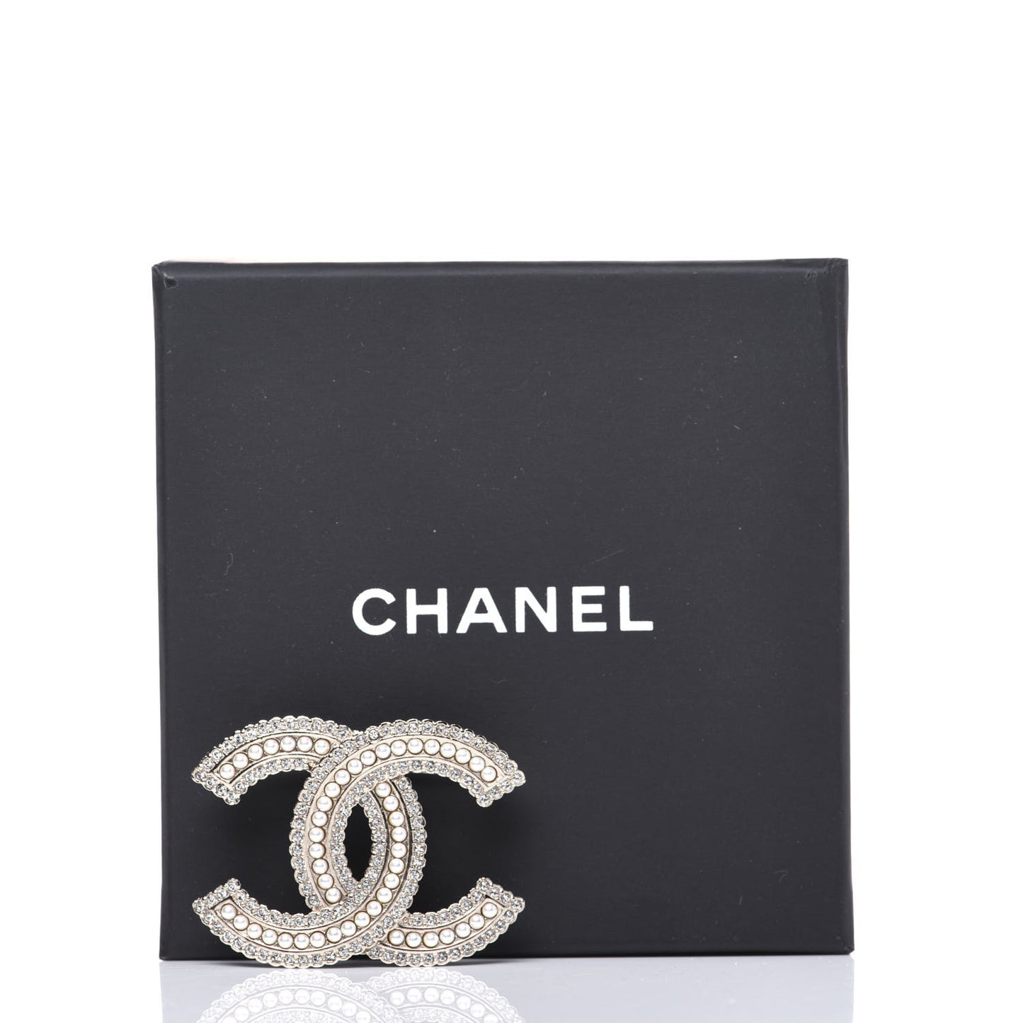 Pearl Crystal Lace Camellia CC Brooch Gold