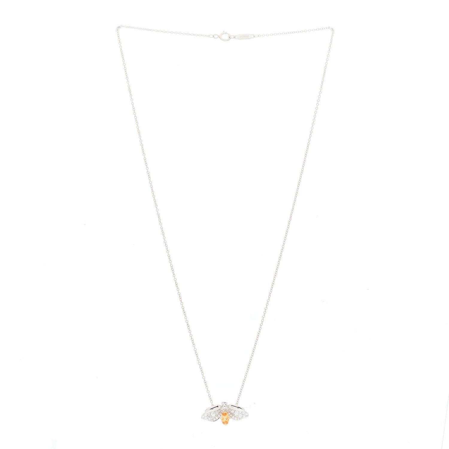 Tiffany Platinum 18K Yellow Gold Diamond Spessartine Paper Flowers Firefly Pendant Necklace 2 of 5