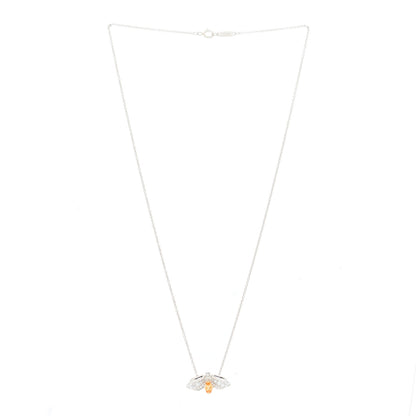 Tiffany Platinum 18K Yellow Gold Diamond Spessartine Paper Flowers Firefly Pendant Necklace 2 of 5