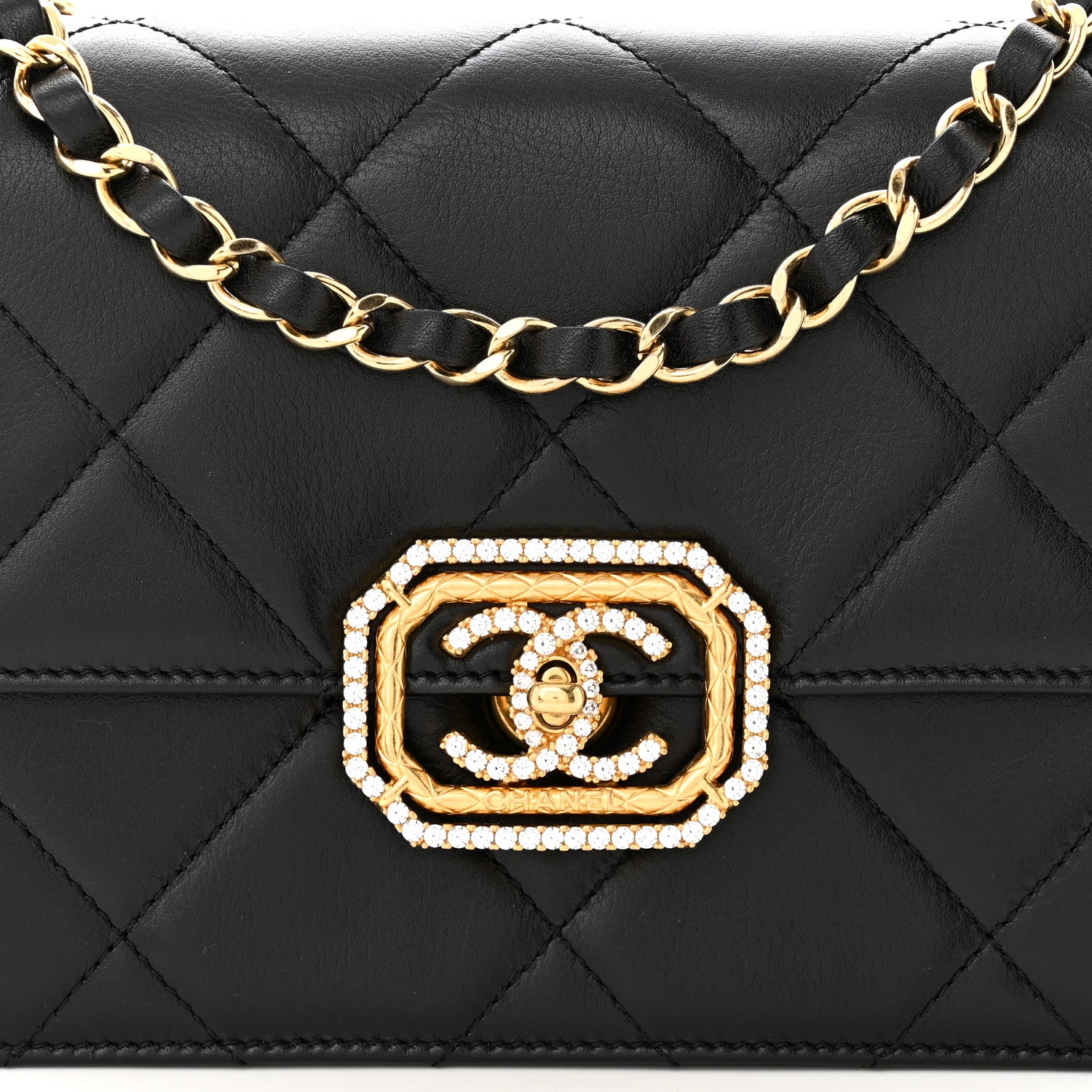 Chanel Calfskin Strass Quilted Mini Flap Black 8 of 10