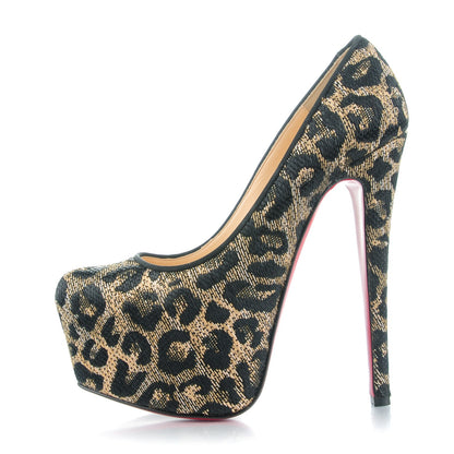 Christian Louboutin Jacquard Leopard Print Daffodile 160 Pumps 36 Black 1 of 8