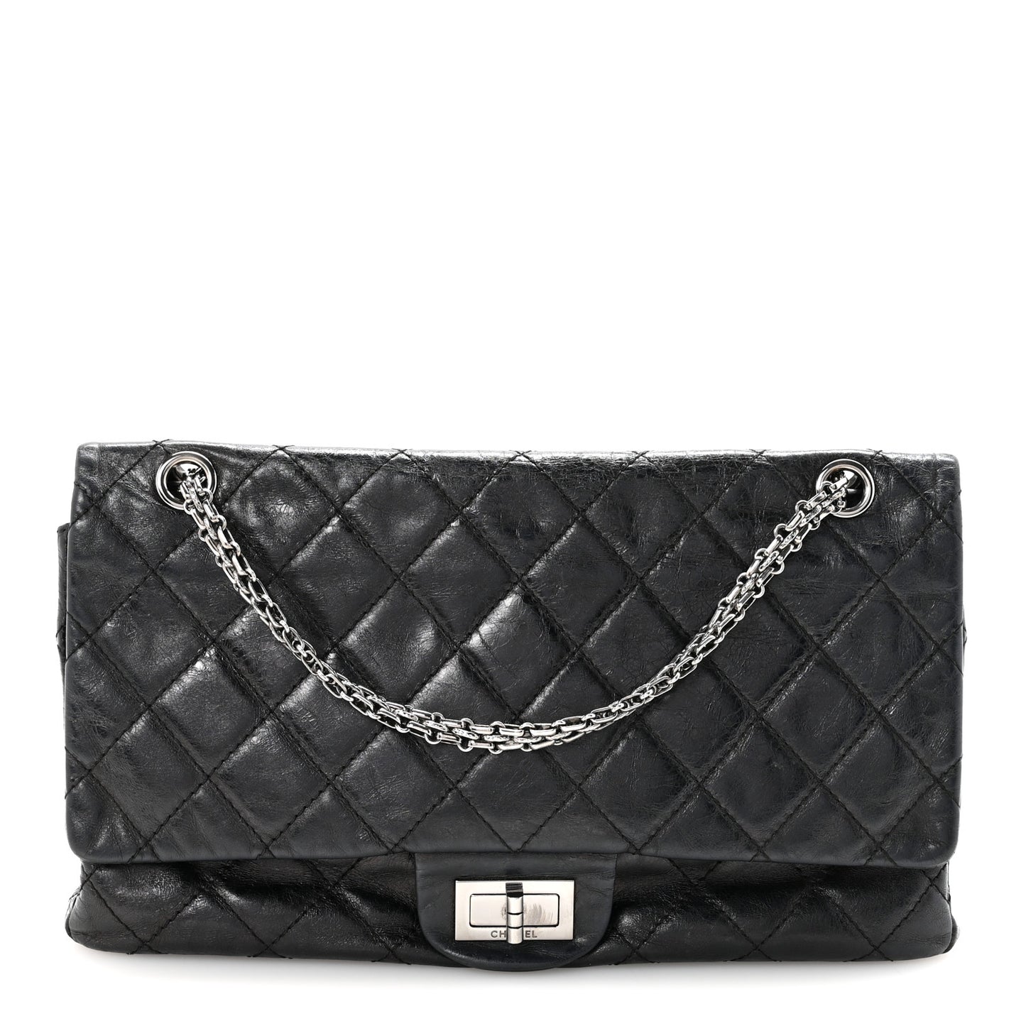 Aged Calfskin Quilted 2.55 Reissue 227 Flap Black