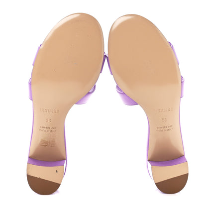 Hermes Calfskin Oasis Sandals 38 Violet 5 of 9
