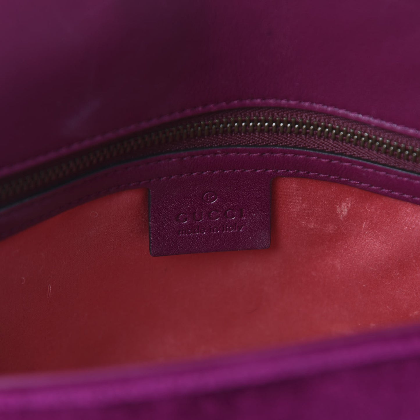 Velvet Matelasse Small GG Marmont Shoulder Bag Fuchsia Violet Cyclamen
