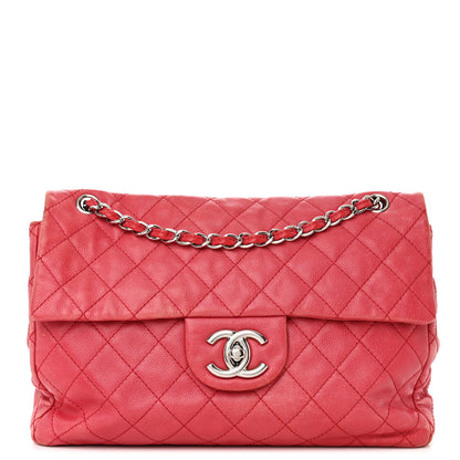 Chanel Washed Caviar Quilted Maxi Single Flap Fuchsia 1 of 16