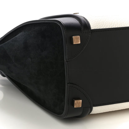 Celine Bullhide Calfskin Micro Bi-Color Luggage Black White 8 of 9