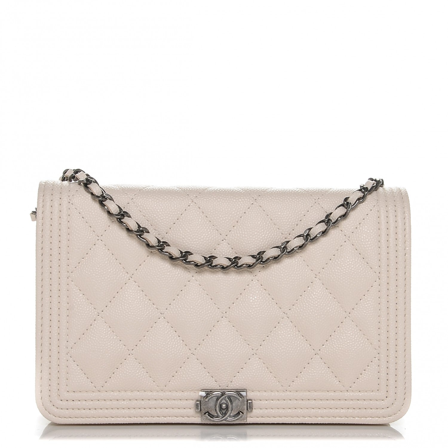 Chanel Caviar Quilted Boy Wallet On Chain WOC Ivory 1 of 8