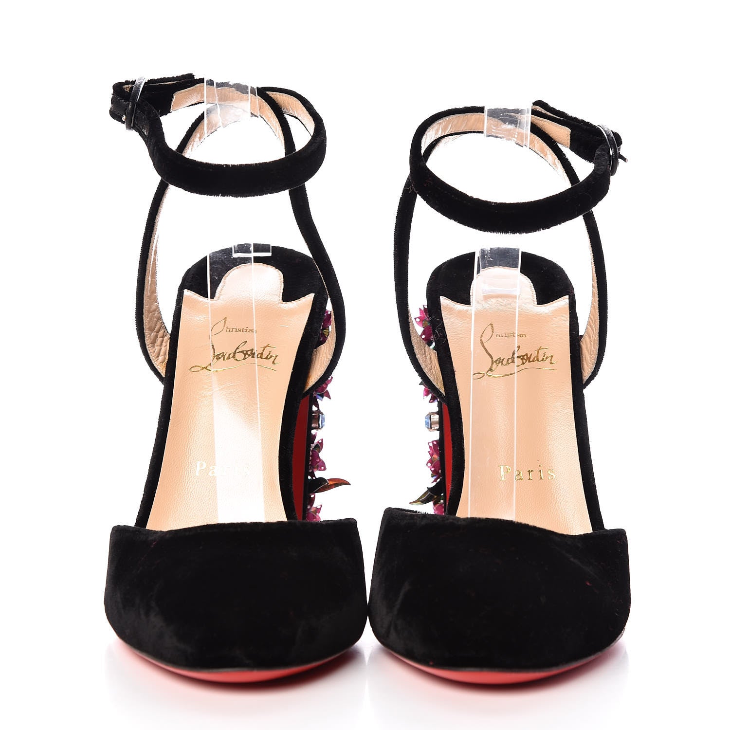 Christian Louboutin Velvet Madonaflor 100 Ankle Strap Pumps 40 Black 2 of 8