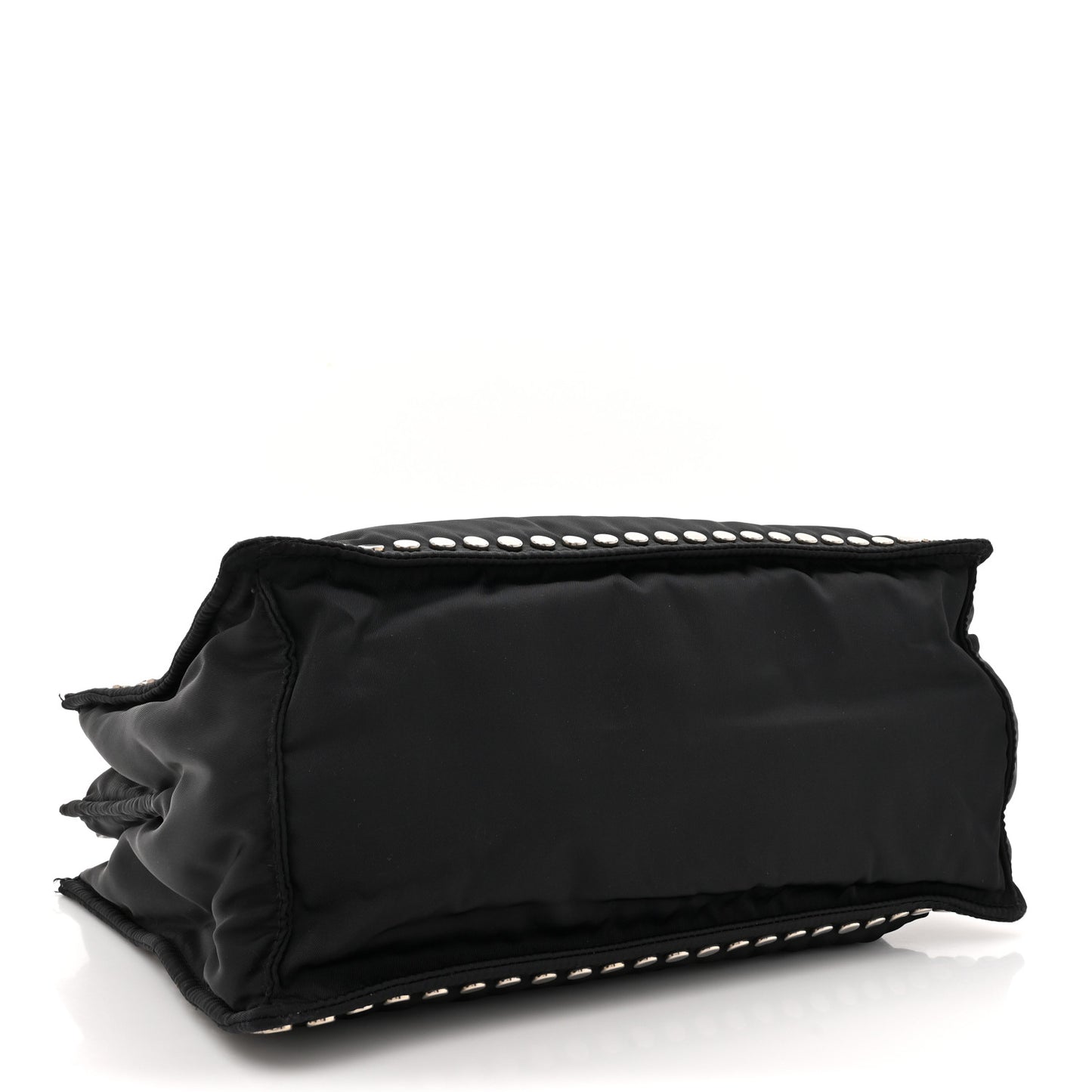 Tessuto Nylon Small Etiquette Studded Tote Black Astrale