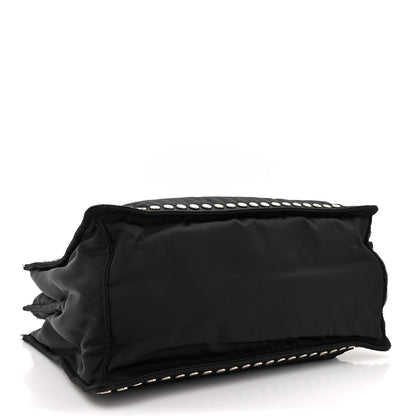 Prada Tessuto Nylon Small Etiquette Studded Tote Black Astrale 4 of 13