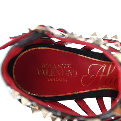 Valentino Garavani Kidskin Rockstud Alcove Cage 100mm Booties 37 Black 7 of 8