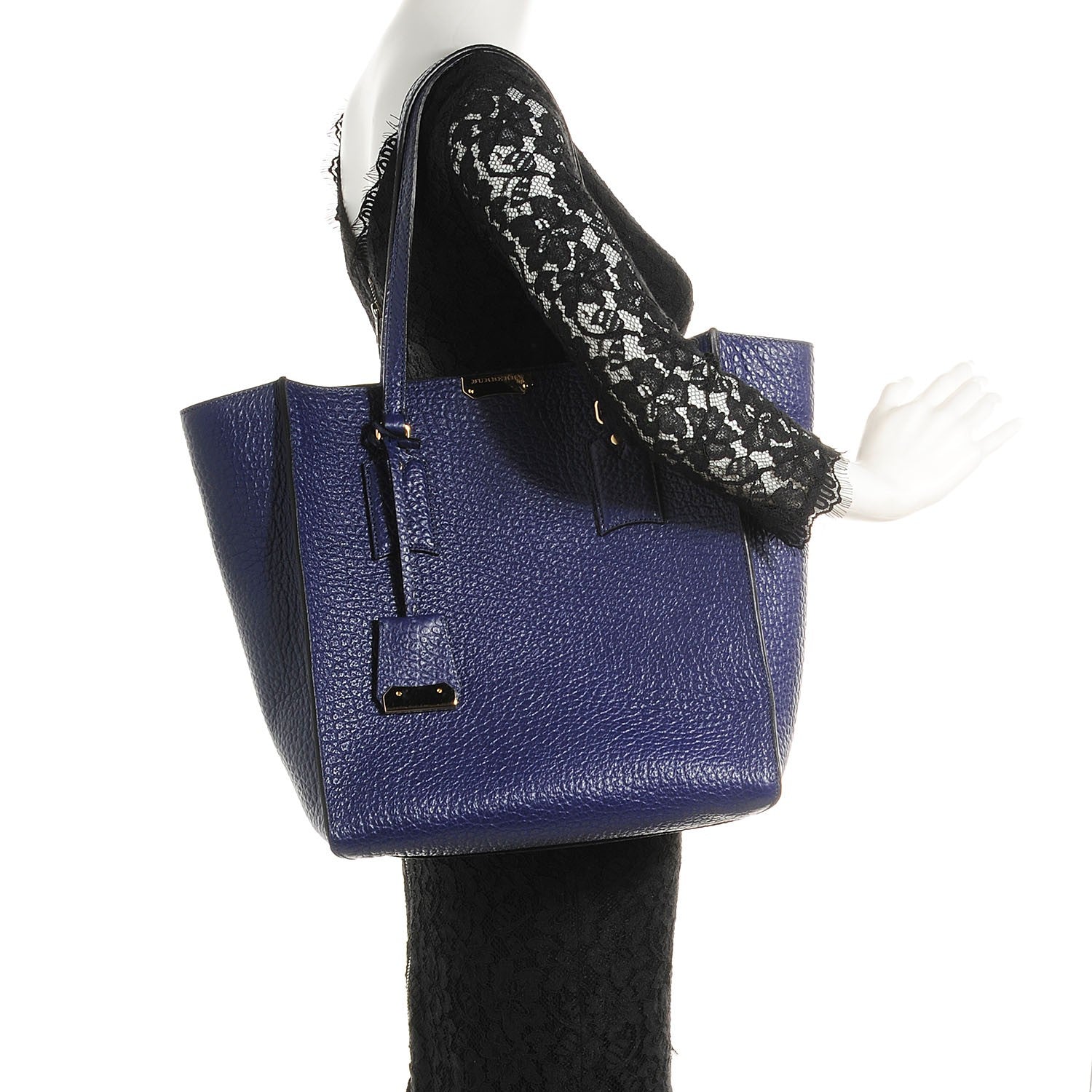 Burberry Heritage Grain Medium Woodbury Tote Blue 2 of 9