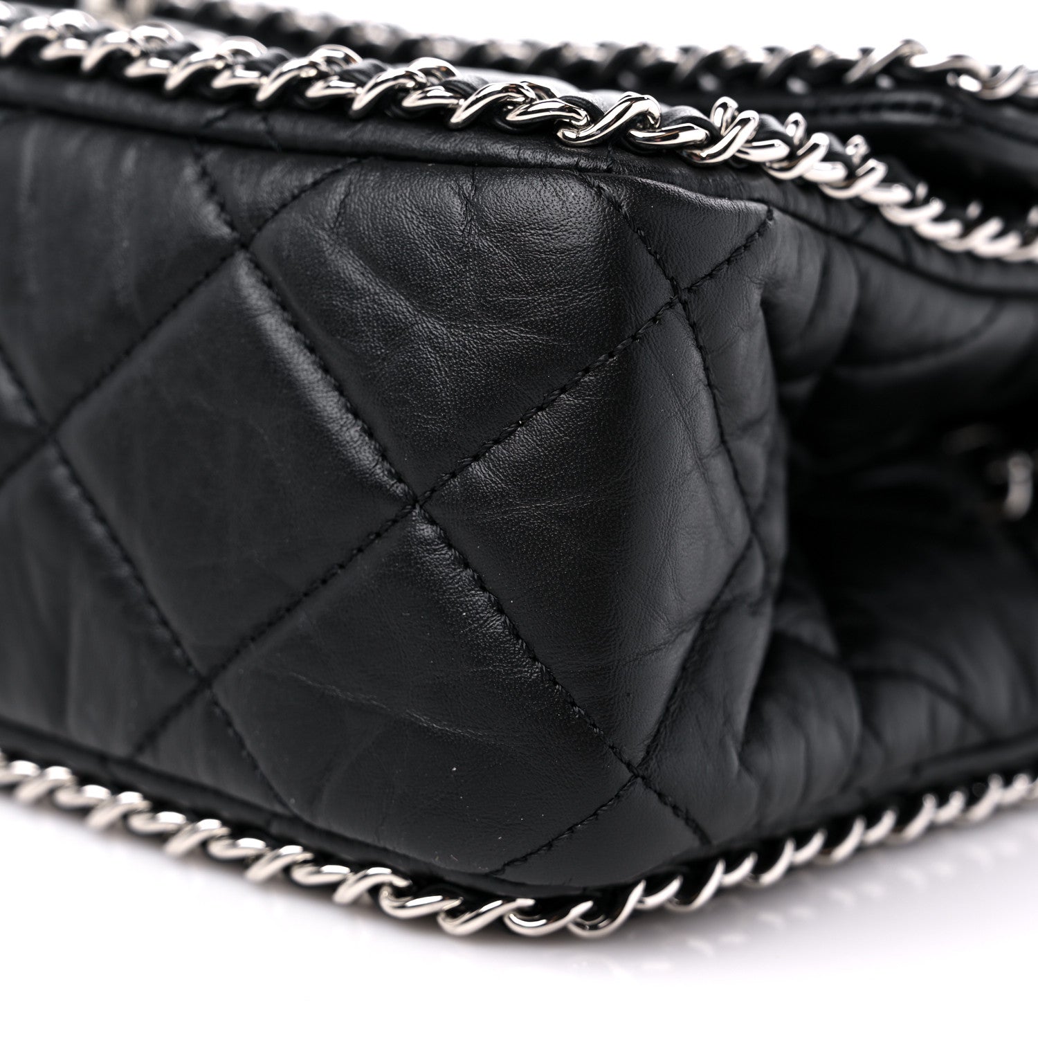 Chanel Crumpled Calfskin Medium Chain All Over Flap Black 9 of 9